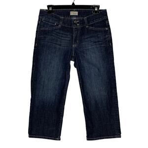 Gap Curvy Flare Capri Jeans Belt Loops 5 Working Pockets Size 6/28 Dark Blue